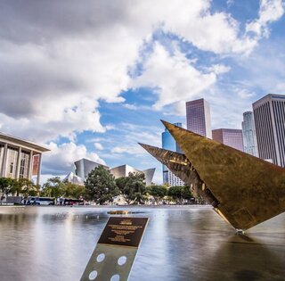 Monument in Manmade Pond DTLA