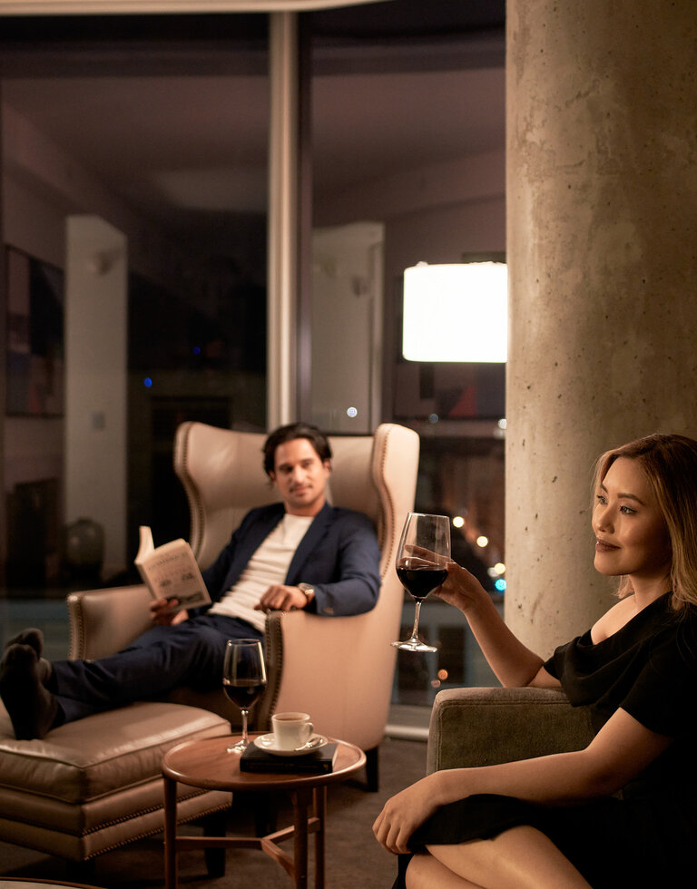 Couple Enjoying Fireplace