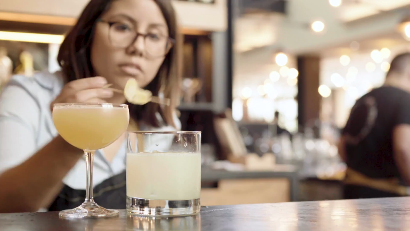 woman having a drink
