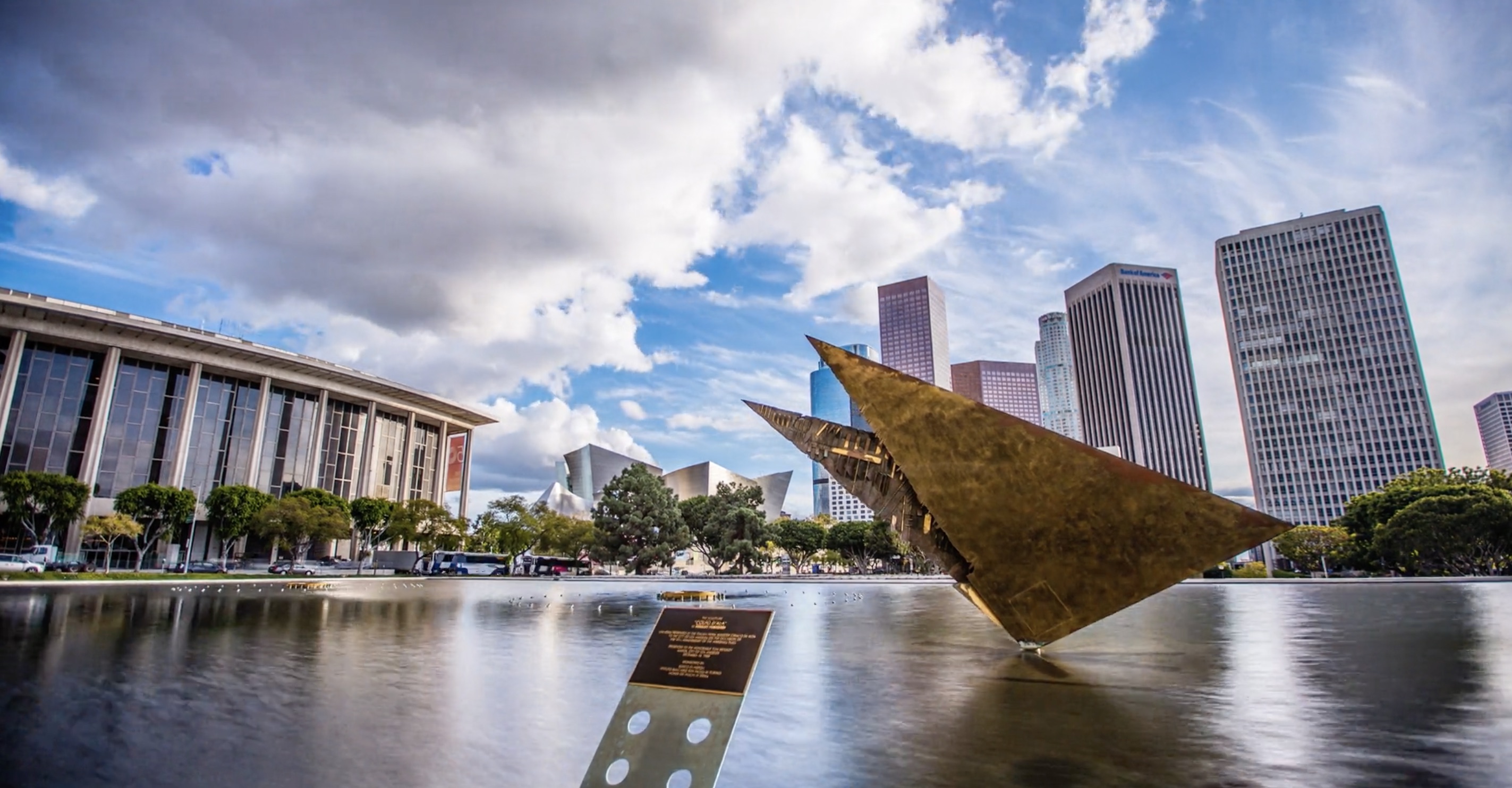 Monument in Manmade Pond DTLA
