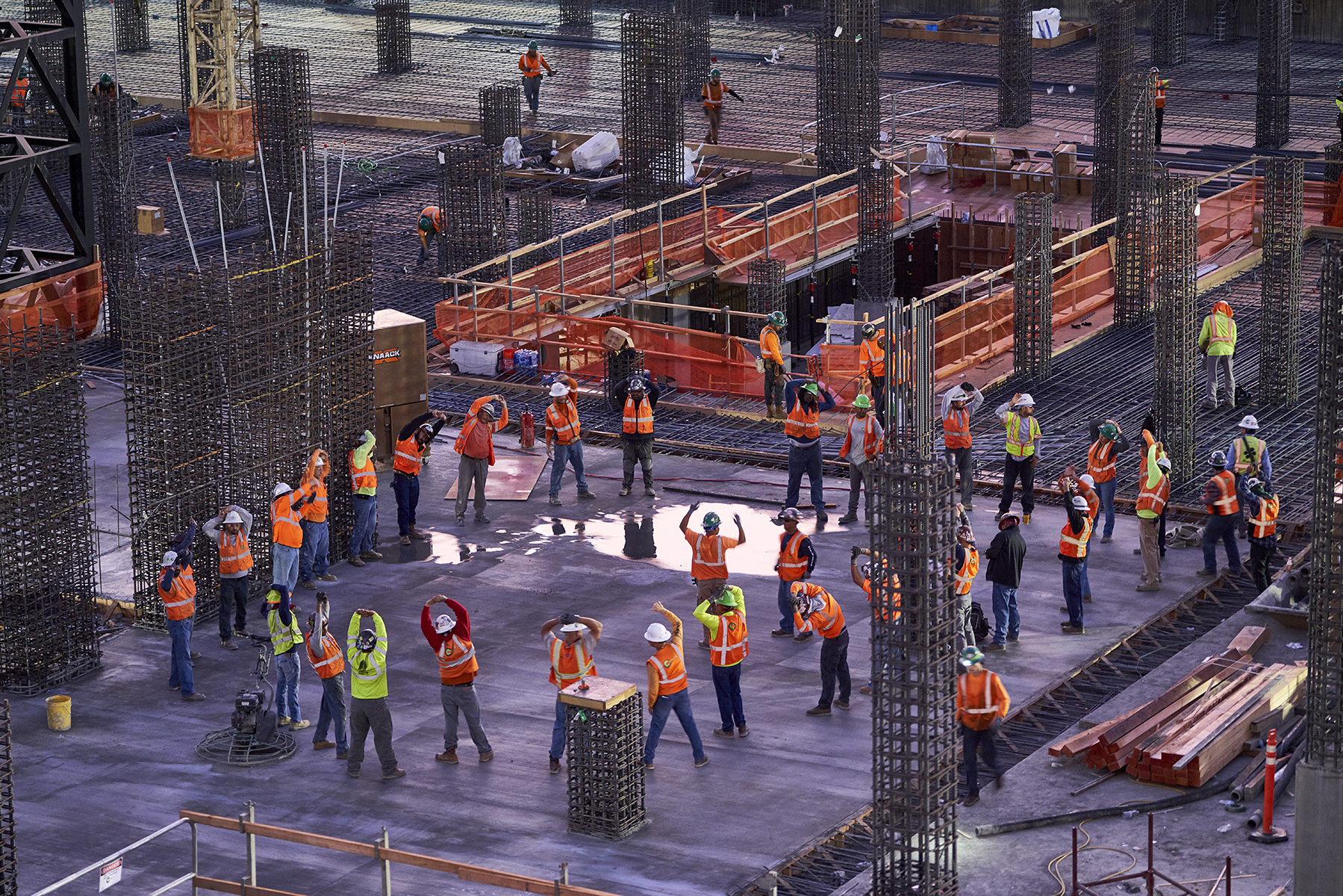 Construction Team Working on Development of The Grand