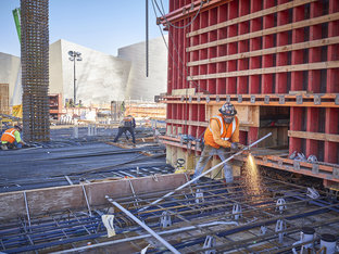 Construction Team Working on Development of The Grand