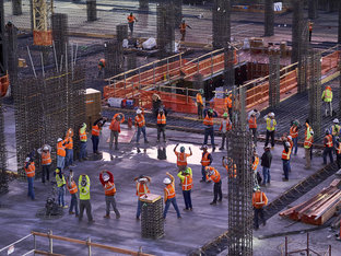 Construction Team Working on Development of The Grand