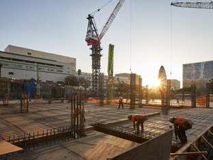 Construction Team Working on Development of The Grand