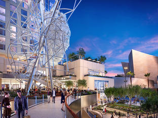 The Grand Courtyard at Twilight with Frank Gehry Sculpture