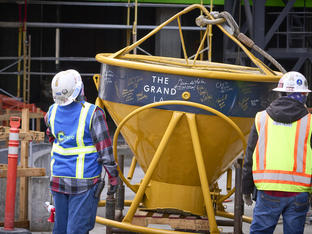 Topping Out Bucket prepares to lift