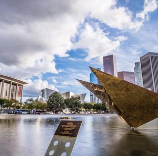 Monument in Manmade Pond DTLA