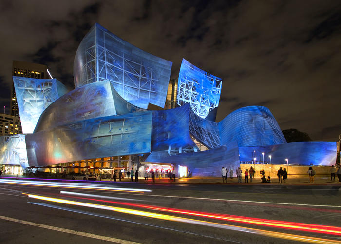 Disney Concert Hall at Night with Projections