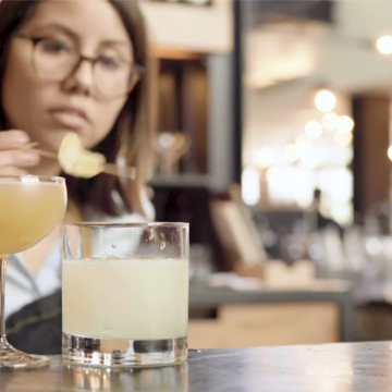 woman having a drink