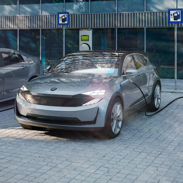 Electric Cars at Charging Stations